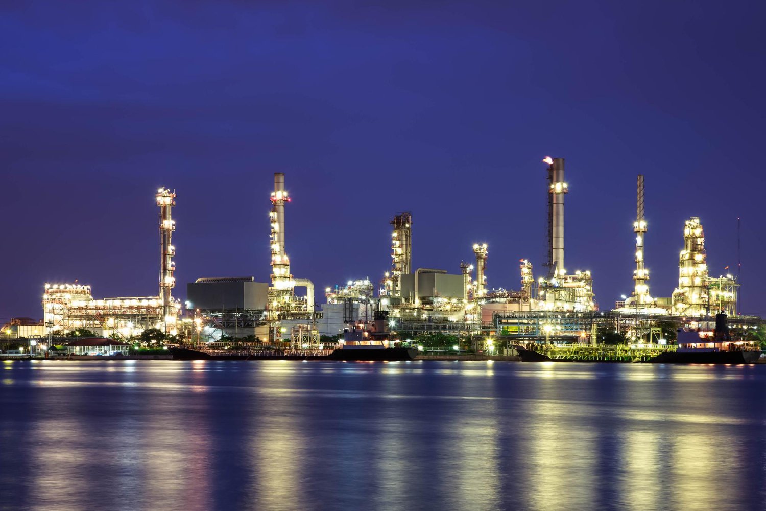 oil-refinery-twilight-with-reflection